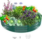 Durable Round Galvanized Steel Raised Garden Bed for Planting,Round Galvanized Steel Fire Ring/Fir Pit for Outdoor- 6×6×1FT,0.8MM Thick (Dark Green, 72 ins Diameter x 12 ins high)