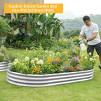 Garden Galvanized Raised Garden Bed Kit - Metal Planter Box for Vegetables/Herbs/Flowers, Heavy-Duty Steel Outdoor Garden Box with Reinforced Edges