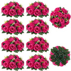 Artificial Silk Rose Flower Balls, 10 Pcs Hot Pink Centerpieces