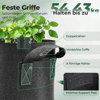 T4U Fabric Plant Grow Bags with Handle 10 Gallon Pack of 5, Heavy Duty Nonwoven Smart Garden Pot Thickened Aeration Nursery Container Black for Outdoor Potato, Tomato, Chili, Carrot and Vegetables