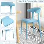 VECELO 4 Pack Plastic Stacking Chairs, Stackable Dining Chairs for Kitchen Restaurant Patio, Portable Indoor Outdoor Use, No Assembly Required, Blue