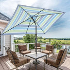JEAREY 6.5x10 ft Rectangular Patio Umbrellas Rectangle Outdoor Umbrella with Push Button Tilt and Crank, Market Table Umbrella 6 Sturdy Ribs UV Protection for Poolside Garden Backyard Deck, Blue-Green Stripe