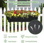 Riare 4 Pack 24 Inch Black Fabric Window Box Liners- Felt Square Trough Planter Basket Liners Replacement, Non-Woven Hanging Flower Plant Box Liner for Outdoor Plants Garden Fence- Avoid Birds Nesting