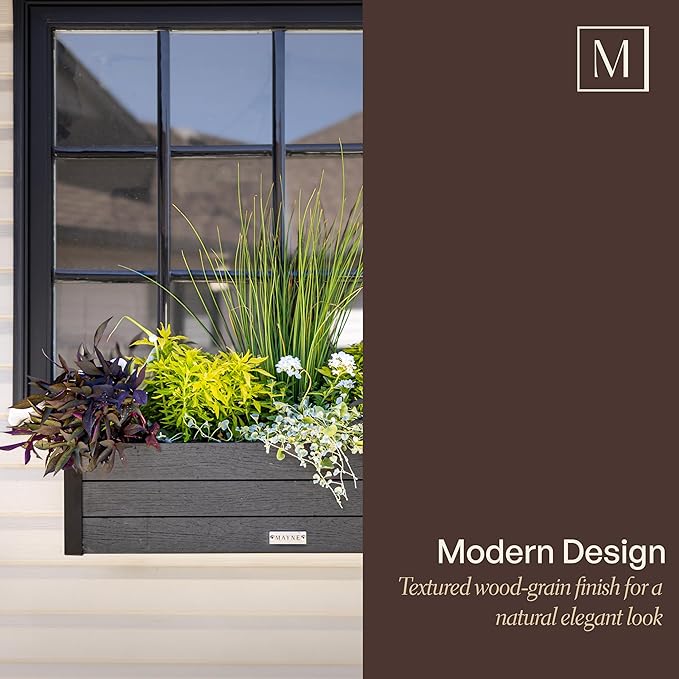 Mayne Vista 5ft Modern Window Box Planter with Panel Design and Drainage Hole