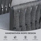Grand patio 7-Piece Outdoor Dining Set for 6, Patio Dining Furniture Set for 6 Swivel Rope Wicker Chairs & 1 Bent Legs Rectangular Dining Faux Woodgrain Table with Umbrella Hole, Dark Gray