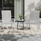 UDPATIO Patio Chairs Set of 2, Stackable Silver Outdoor Dining Chairs with High Back, Breathable Textilene Fabric Outdoor Chair All Weather, 350LBS Capacity for Garden, Backyard (Light Grey)