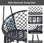 Hammock Chair with Stand, Dark Grey Swing Chair, 400 lb Capacity