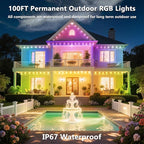 100FT Permanent Outdoor Lights for House Waterproof, IP67, Outdoor Permanent led Lights for Holidays, Daily & Pool Party Decor, Scene Modes, App/Remote Control