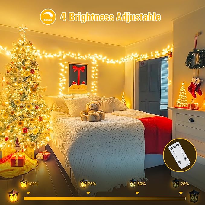 String Lights, 168FT 600 LED Warm White with Remote and 8 Modes
