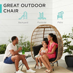 Best Choice Products Wicker Egg Chair, Oversized Indoor Outdoor Lounger for Patio, Backyard, Living Room w/ 4 Cushions, Steel Frame, 440lb Capacity - Black