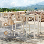 Outdoor Bar Table, 45" Patio Bar Height Counter Console Table, Waterproof HDPS Slatted Top, Weather Resistant, Hot Tub, Balcony, Yard, Indoor or Outdoor Use, Sand
