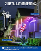 Solar Spot Lights Outdoor, 9 Lighting Modes RGB, Solar Lights Outdoor Waterproof IP65, 63 LED Landscape Spotlights for Holiday Decorations