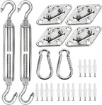 YOFIT 40 Pcs Shade Sail Hardware Kit, 5 Inch Outdoor Sun Sail Accessories, 304 Stainless Steel Turnbuckles & Brackets for Triangle/Rectangle Sails, Patio Canopy Installation Hardware Set Waterproof
