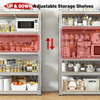 REIBII 2020LBS Garage Shelving Heavy Duty Metal Shelving 5 Tier Storage Shelves, Garage Shelves for Basement, Warehouse, Pantry, Closet, Kitchen, 72" H x 35.55" W x 16" D, Galvanized, 2 Pack