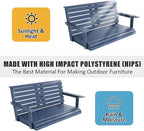 Poly Lumber 2-Seat Porch Swing, HIPS 4.5-Feet Bench Swing with Foldable Cup Holders,18/8 Stainless Steel Hardware, High Backrest and Deep Contoured Seat (Navy Blue, 4.5-feet)