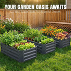 INNO STAGE 4×2×1ft Galvanized Raised Garden Bed Kit, Galvanized Planter Raised Garden Boxes Outdoor, Large Metal Raised Garden Beds for Vegetables, Flowers, Herbs, and Succulents, Grey