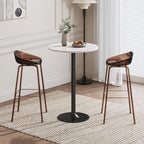 Flamaker Round Bistro Pub Table Modern Style Metal Base MDF Top Cocktail Bar Table Counter Bar Height for Pub, Dining Room, Party (4, White-Black)