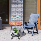 Outdoor Side Table Round Small Mosaic Patio Accent Indoor End Plant Coffee Tea Table for Yard Patio Porch Garden Living Room, Bedroom(Mandala B Style,14 Inch)