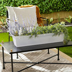 The HC Companies Indoor Outdoor 30 Inch Eclipse Series Window Flower Garden Ornamental Planter Box with Removable Attached Saucer, White (2 Pack)