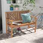 Giantex Outdoor Wooden Garden Bench - 2-Person Acacia Wood Loveseat with Armrests, Backrest, 800lbs Capacity, Patio Park Bench for Backyard, Front Porch Bench (Non-Foldable)