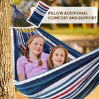 Chihee Cotton Hammock Large Soft Breathable Camping Hammock Holds Up to 660lbs Portable Tree Hammock with Detachable Spreader Bar Pillow 2 Strong Webbings 2 Carabiners Patio Garden Indoor Outdoor