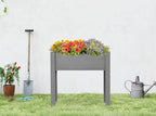 SoliWood Set of 2 Raised Garden Bed with Legs, 31x16x31'', Outdoor Wood Elevated Planter Box, Grey Cedar, Thick Legs, w/Liner