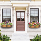 4pcs 24" Window Box Deck Railing Planter with Coco Liner, Metal Hanging Flower Planter Window Basket, Wall Planters Boxes with Horse Trough Coco Liner for Outdoor Indoor Balcony Porch Fence