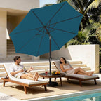 MEWAY 9ft Patio Umbrella Outdoor Table Umbrellas with Push Button Tilt and Crank, Market Umbrella 8 Sturdy Ribs for Deck, Garden, Pool and Backyard, Lake Blue