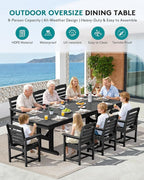 SERWALL Outdoor Dining Chairs Set of 4, All-Weather HDPE Patio Chair with 19.7" Widened Seat, for Backyard, Garden, Black