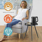 SYQ Round Metal Side Table Small End Table for Indoor Outdoor, Mid Century Modern Decor, Simple Circle Accent Table for Living Room Bedroom Bathroom Office All Matte Black