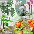 Plant Stakes 17inch &11inch SupKing 16Pcs Adjustable Flower Support Poles Orchid Sticks with Clips for Indoor Outdoor Garden Potted Tomato Rose Amaryllis Vegetables Comes with 20 Ties (Brown)