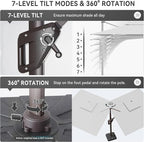 10 X 13 FT Cantilever Outdoor Patio Umbrella with Led Lights Large Heavy Duty 360° Rotation Double Top Offset Rectangular Umbrellas for Backyard Garden Pool Outside Deck, Fog Grey