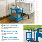 LUE BONA Adirondack Outdoor Side Table, 2-Tier Blue HDPS Patio End Table Weather Resistant, Morden Side Table for Patio, Pool, Porch