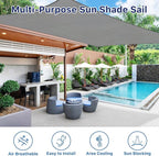 12'x12' Sun Shade Sail, UV Protection Outdoor Shade, Curved Tear Resistant Heavy Duty Sun Shade for Patio Garden, Backyard, Deck, Car Port, Playground, (Grey)
