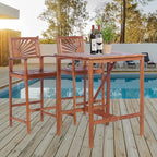 Dining Set, 3-Piece Acacia Wood Bar Table and Stools, Brown