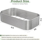 2 PCS Tall 6x3x1.5ft Galvanized Raised Garden Bed Outdoor, Metal Garden Bed for Vegetables, Above Ground Garden Box for Flower, Steel Raised Beds for Gardening