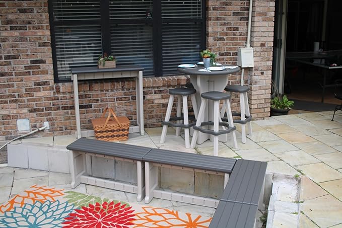 Bench, Deep Grey Top with Warm Grey Sides, 2 Pack - Proudly Made in The USA, Click and Lock Hardware-Free Assembly, Durable and Stylish Outdoor Seating