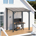 AECOJOY 8' x 5' Grill Gazebo Outdoor Pergola for Patio, 5x8 Lean to Hard Top Grill Gazebo Shelter Pergolas and Gazebos Clearance with Roof, Small Wall-Mounted Heavy Duty Awnings for Patio, Decks