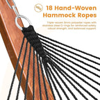 Lazy Daze Hammocks 10.5 FT Double 2 Person Caribbean Rope Hammock, Hand Woven Polyester Hammock with Spreader Bars, for Outside Outdoor Backyard Patio Poolside, 450 LBS Capacity, Black/White