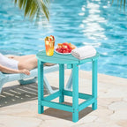LZRS Round Adirondack Patio Side Table End Table, Outdoor Side Tables for Patio, Backyard,Pool, Indoor Companion, Easy Maintenance & Weather Resistant(Turquoise)