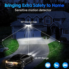 Energetic Solar Outdoor Lights, 1800LM 192 LED Security Motion Sensor Outdoor Lights with Remote Control, IP65 Waterproof Floodlight, 3 Head Motion Detected Spotlight for Garage, Pack of 2 (White)