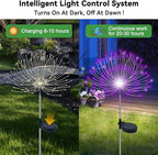 Solar Garden Lights Outdoor Waterproof, 2 Pack 120 LED Solar Firework Lights Decorative Garden Décor Outside for Flowerbed Pathway Party Christmas Decoration, Purple