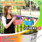 MADHOLLY Railing Planter with Drainage Holes - 6Pcs Sturdy Bucket Pots for Railing Fence, Countryside Style Metal Flower Pots for Herbs Balcony Garden Yard Decor, Colorful