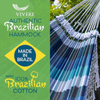 Vivere Authentic Brazilian Cotton Hammock - 450 lb Capacity (Marina)