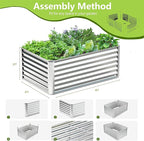 4x2x2FT Galvanized Raised Garden Bed,Galvanized Planter Boxes Outdoor, Large Metal Raised Garden Beds for Vegetables-Silver