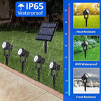 T-SUNUS Solar Christmas Spotlight Outdoor Warm White 3000K, 4-in-1 Spot Lights IP65 Waterproof 9.8ft Cable 5W Separated Panel, Auto On/Off for Garden Flag Tree Patio Yard Driveway Pathway Halloween