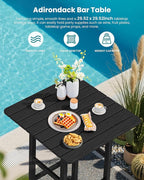 SERWALL 5-Piece Adirondack Bar Chairs Set, HDPE Adirondack Barstools with Pub Table, Outdoor Patio Bar Furniture for Bistro, Balcony, Poolside, Garden - Black