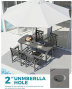 Ciokea HDPE Outdoor Dining Set, 5-Piece Patio Table and Chairs Set with Umbrella Hole, All-Weather Patio Dining Sets for 4, Durable Patio Furniture for Backyard, Garden, Lawn & Poolside, Grey