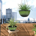 10 Inch Hanging Planter, 2 Pack Hanging Planters for Indoor Outdoor Plants Self Watering Hanging Pots with Drainage Holes for Garden Home (Green)