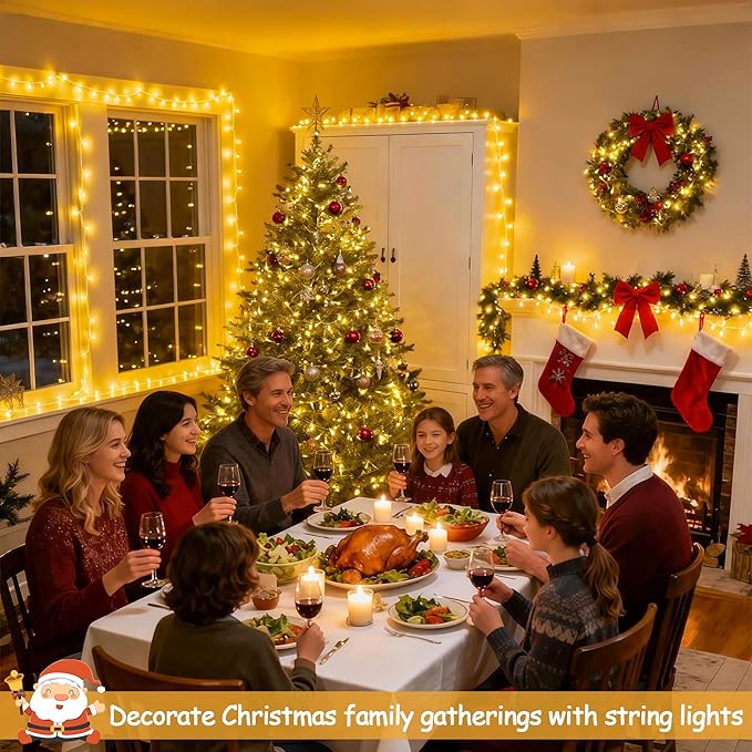 String Lights, 168FT 600 LED Warm White with Remote and 8 Modes